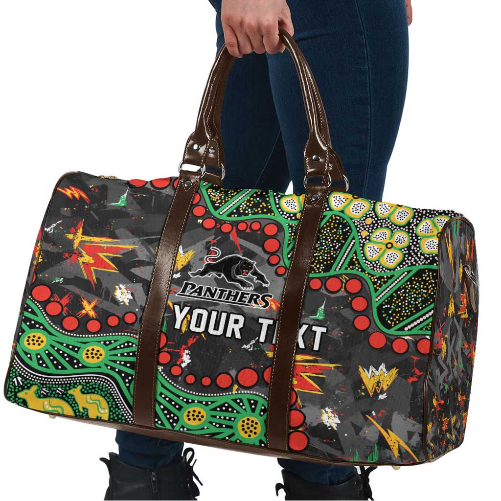 Personalized Penrith Panthers Travel Bag Aboriginal Pattern with Graffiti Style Design
