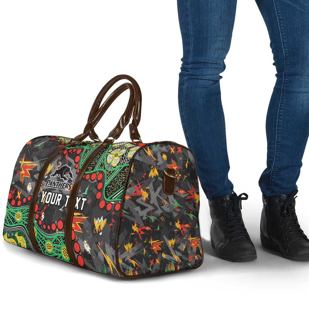 Personalized Penrith Panthers Travel Bag Aboriginal Pattern with Graffiti Style Design