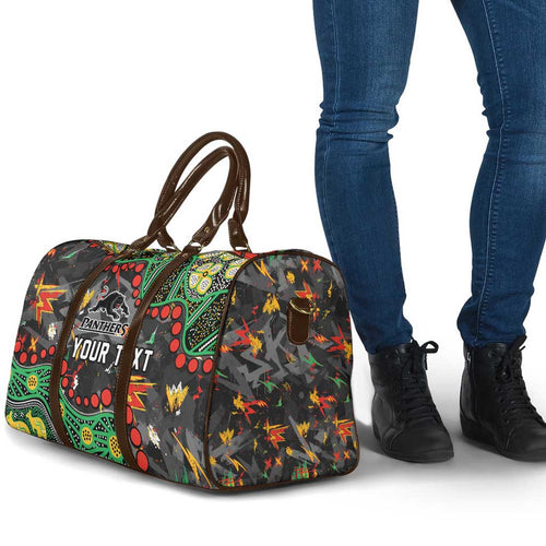 Personalized Penrith Panthers Travel Bag Aboriginal Pattern with Graffiti Style Design