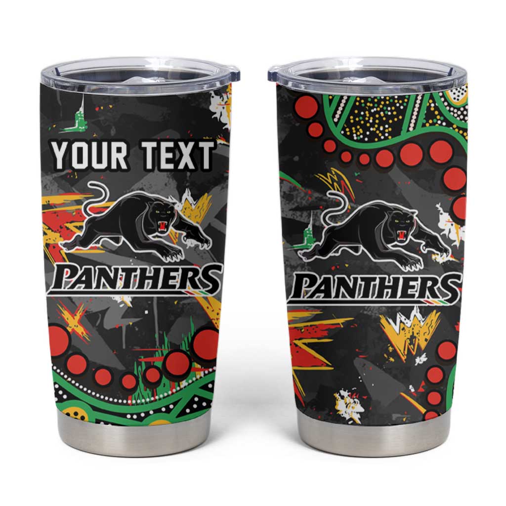 Personalized Penrith Panthers Tumbler Cup Aboriginal Pattern with Graffiti Style Design