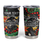 Personalized Penrith Panthers Tumbler Cup Aboriginal Pattern with Graffiti Style Design