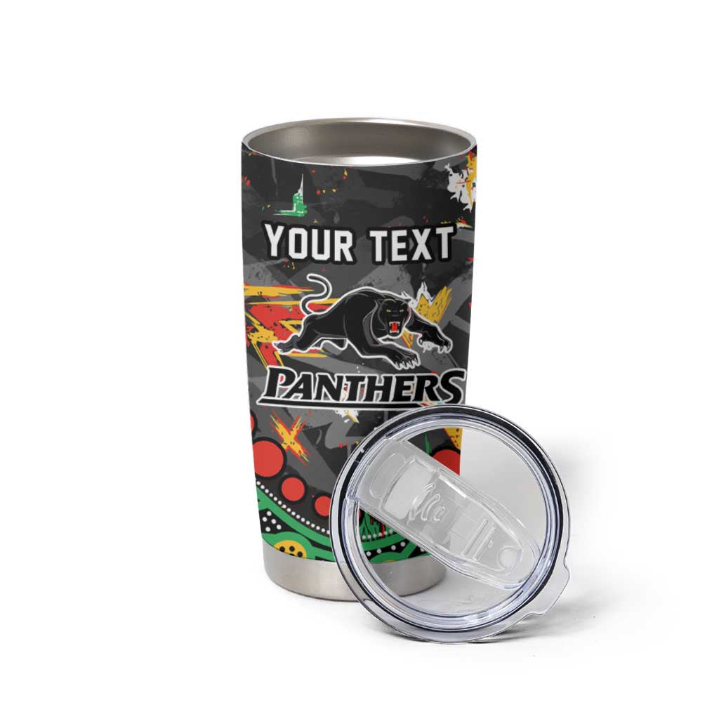 Personalized Penrith Panthers Tumbler Cup Aboriginal Pattern with Graffiti Style Design