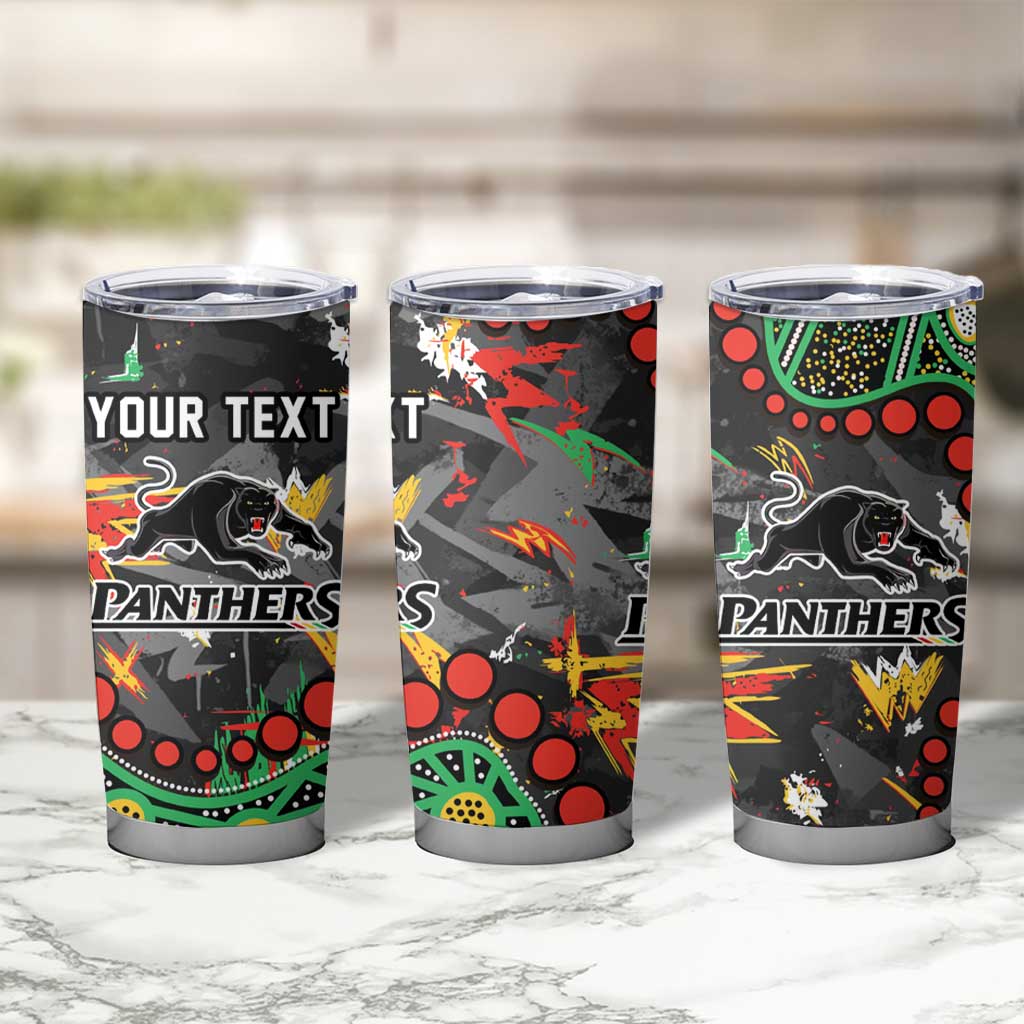 Personalized Penrith Panthers Tumbler Cup Aboriginal Pattern with Graffiti Style Design