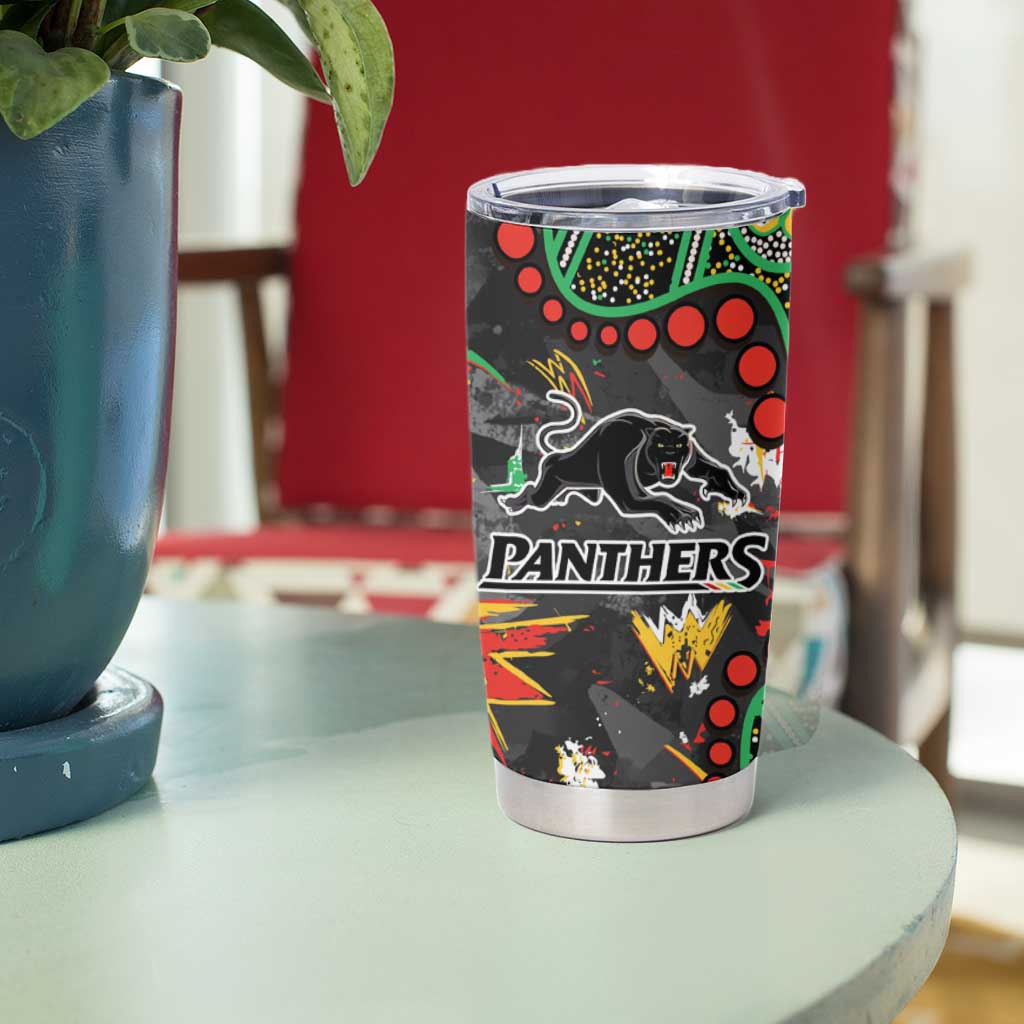 Personalized Penrith Panthers Tumbler Cup Aboriginal Pattern with Graffiti Style Design