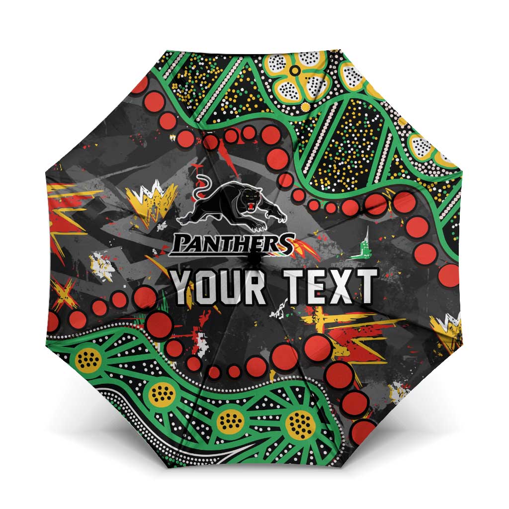 Personalized Penrith Panthers Umbrella Aboriginal Pattern with Graffiti Style Design