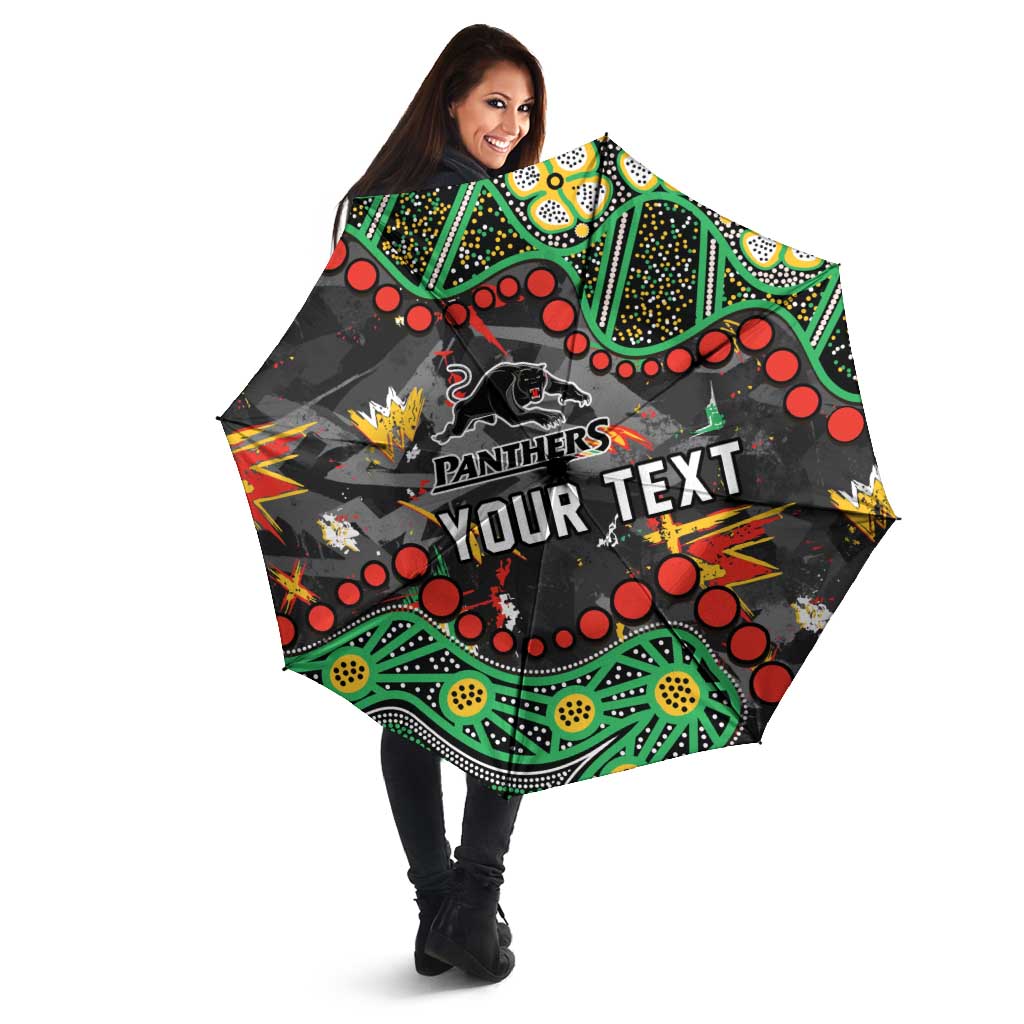 Personalized Penrith Panthers Umbrella Aboriginal Pattern with Graffiti Style Design
