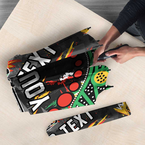 Personalized Penrith Panthers Umbrella Aboriginal Pattern with Graffiti Style Design
