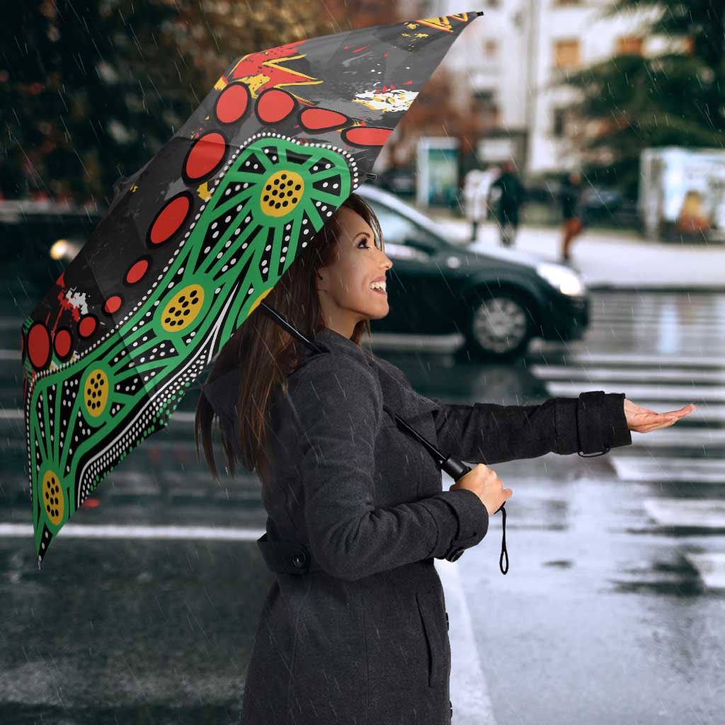 Personalized Penrith Panthers Umbrella Aboriginal Pattern with Graffiti Style Design