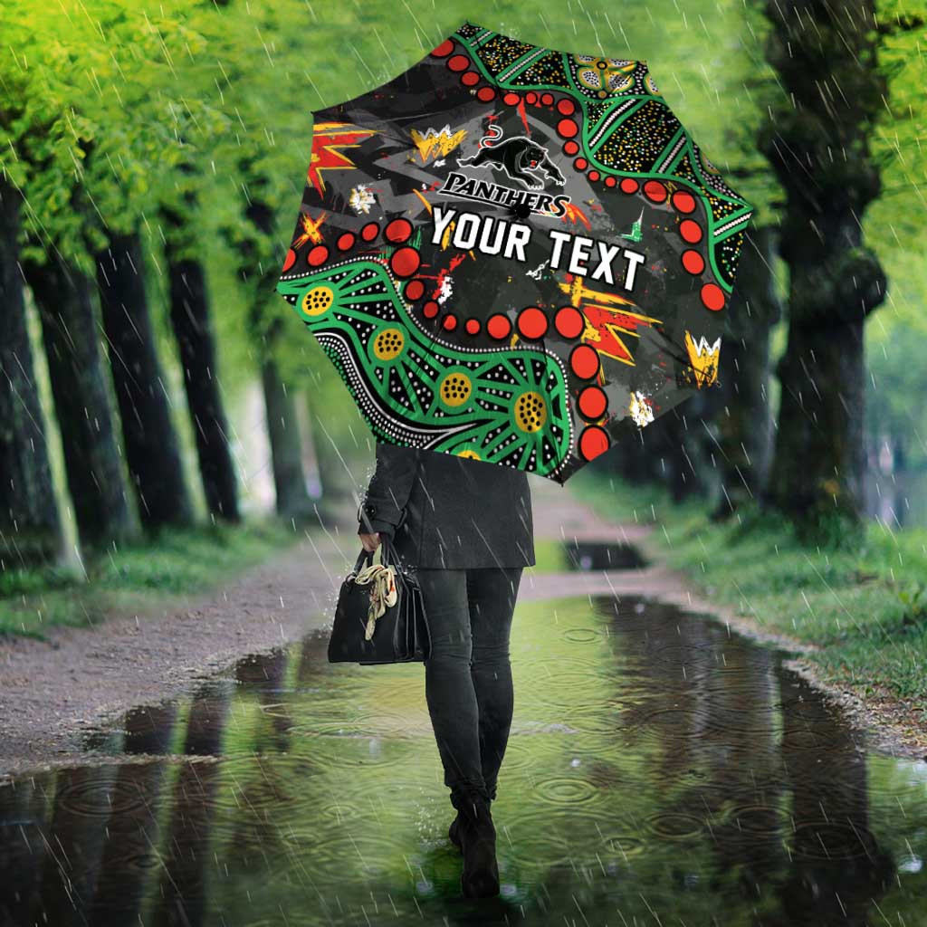 Personalized Penrith Panthers Umbrella Aboriginal Pattern with Graffiti Style Design