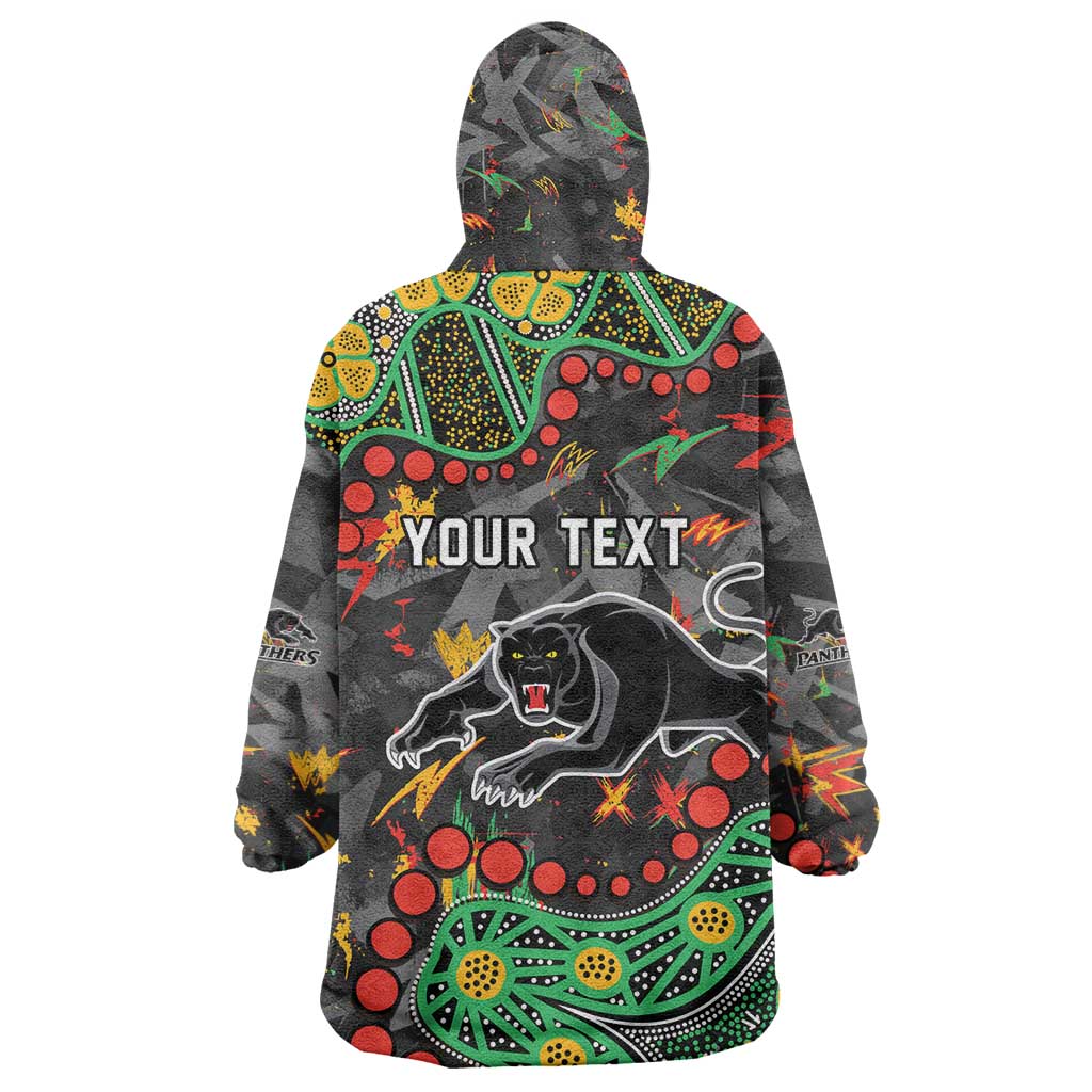 Personalized Penrith Panthers Wearable Blanket Hoodie Aboriginal Pattern with Graffiti Style Design