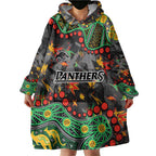 Personalized Penrith Panthers Wearable Blanket Hoodie Aboriginal Pattern with Graffiti Style Design
