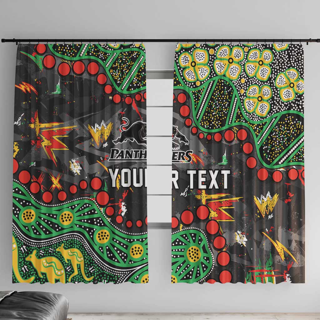 Personalized Penrith Panthers Window Curtain Aboriginal Pattern with Graffiti Style Design