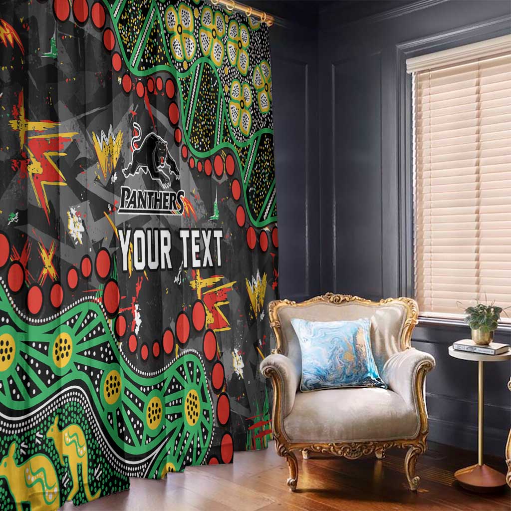 Personalized Penrith Panthers Window Curtain Aboriginal Pattern with Graffiti Style Design