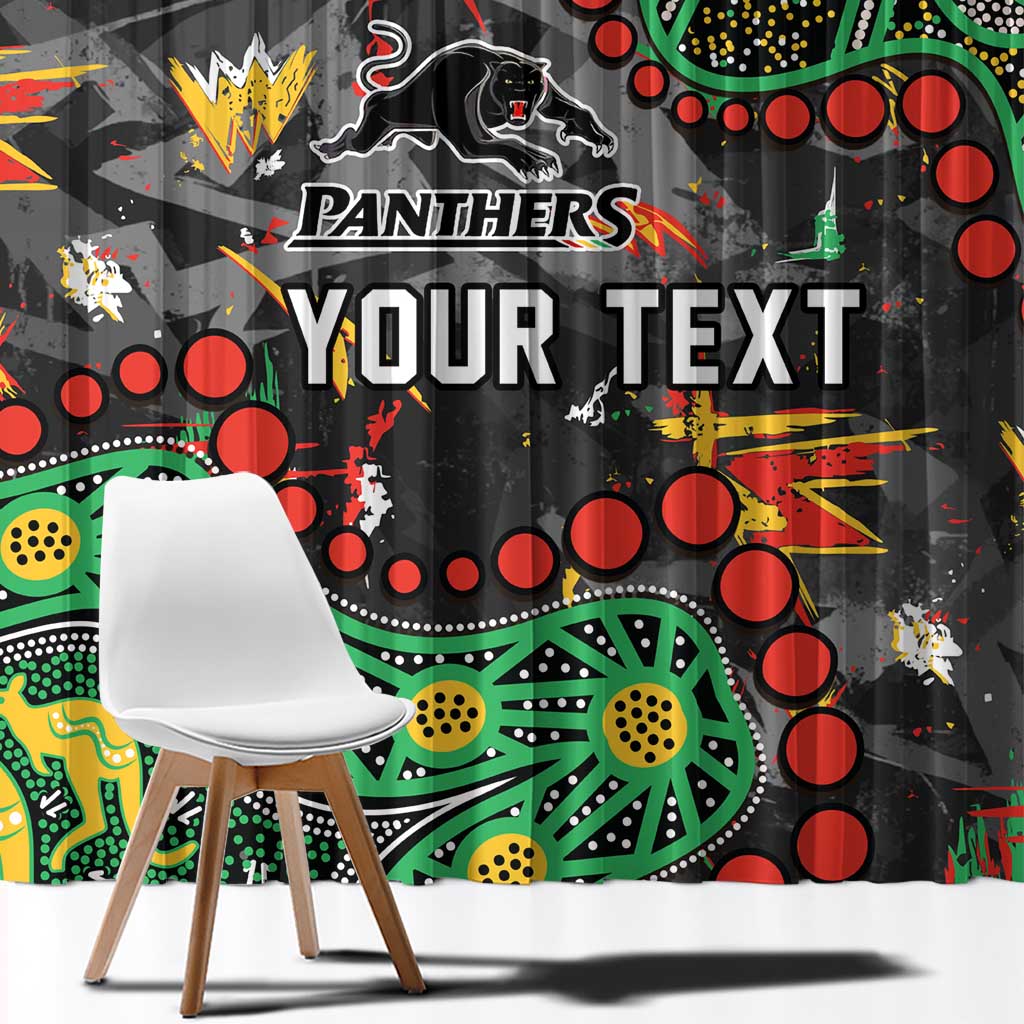 Personalized Penrith Panthers Window Curtain Aboriginal Pattern with Graffiti Style Design