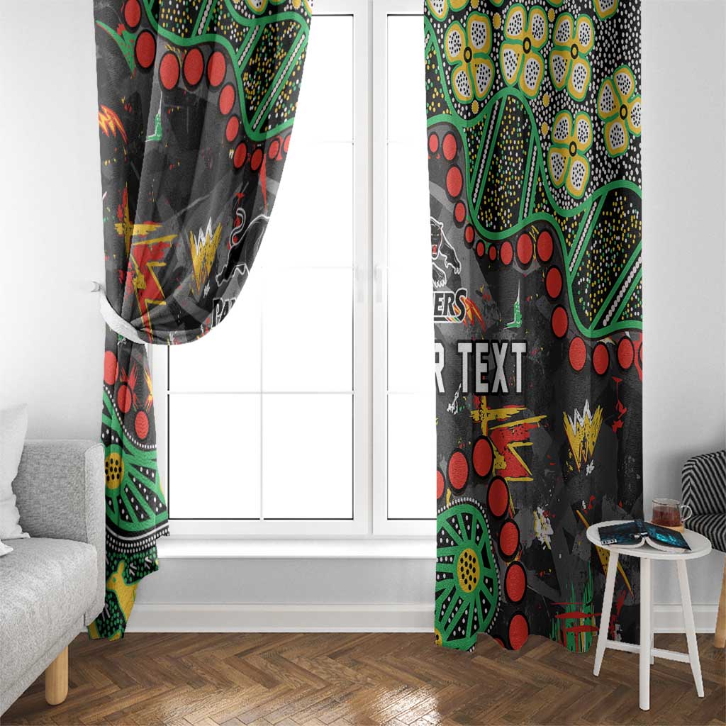 Personalized Penrith Panthers Window Curtain Aboriginal Pattern with Graffiti Style Design