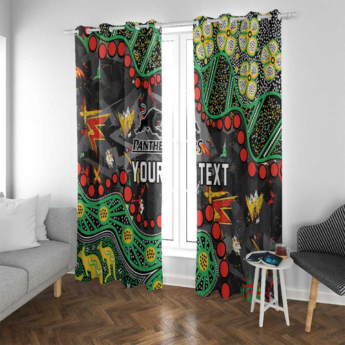 Personalized Penrith Panthers Window Curtain Aboriginal Pattern with Graffiti Style Design