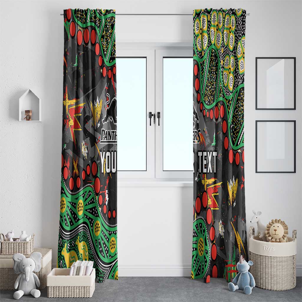 Personalized Penrith Panthers Window Curtain Aboriginal Pattern with Graffiti Style Design