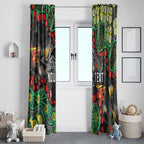Personalized Penrith Panthers Window Curtain Aboriginal Pattern with Graffiti Style Design