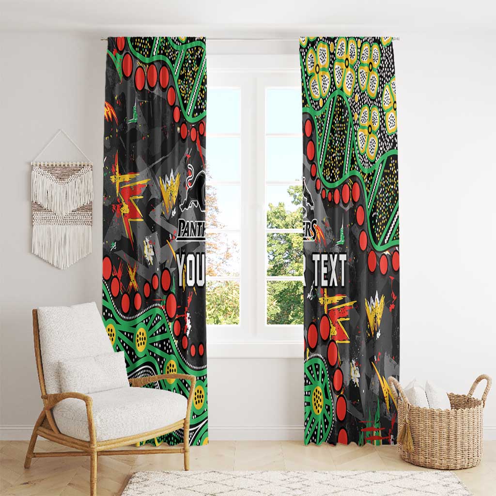 Personalized Penrith Panthers Window Curtain Aboriginal Pattern with Graffiti Style Design