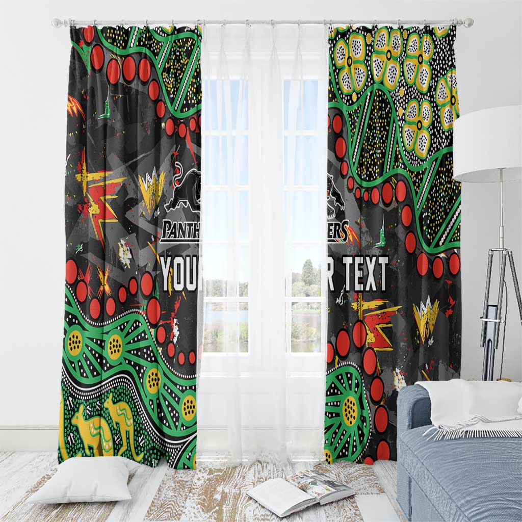 Personalized Penrith Panthers Window Curtain Aboriginal Pattern with Graffiti Style Design