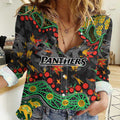 Personalized Penrith Panthers Women Casual Shirt Aboriginal Pattern with Graffiti Style Design