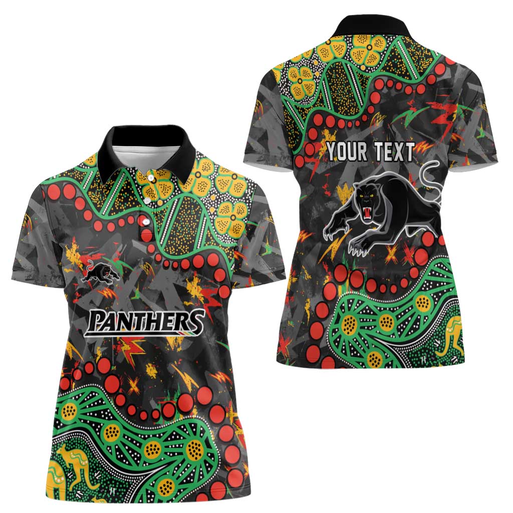 Personalized Penrith Panthers Women Polo Shirt Aboriginal Pattern with Graffiti Style Design