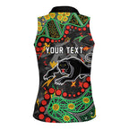 Personalized Penrith Panthers Women Sleeveless Polo Shirt Aboriginal Pattern with Graffiti Style Design