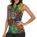 Personalized Penrith Panthers Women Sleeveless Polo Shirt Aboriginal Pattern with Graffiti Style Design