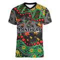Personalized Penrith Panthers Women V-Neck T-Shirt Aboriginal Pattern with Graffiti Style Design