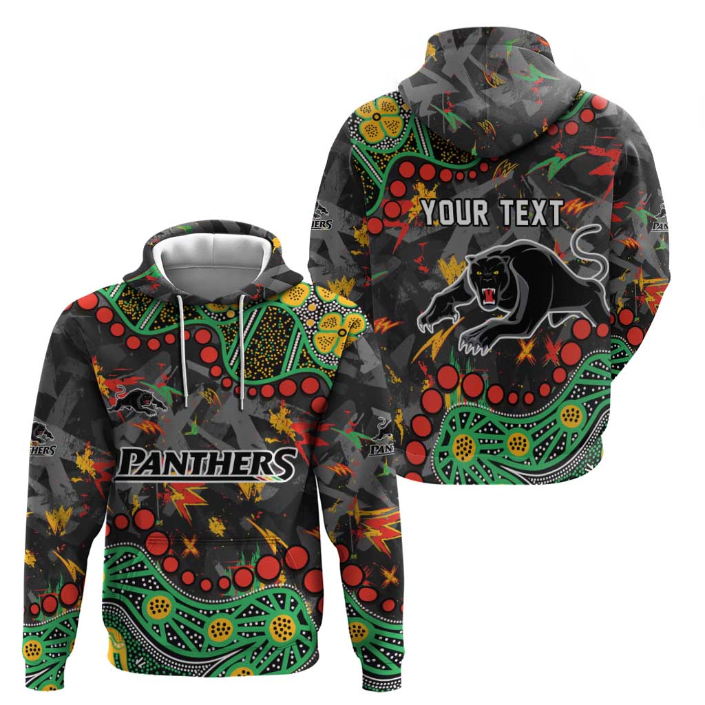 Personalized Penrith Panthers Zip Hoodie Aboriginal Pattern with Graffiti Style Design