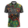 Personalized Penrith Panthers Zipper Polo Shirt Aboriginal Pattern with Graffiti Style Design