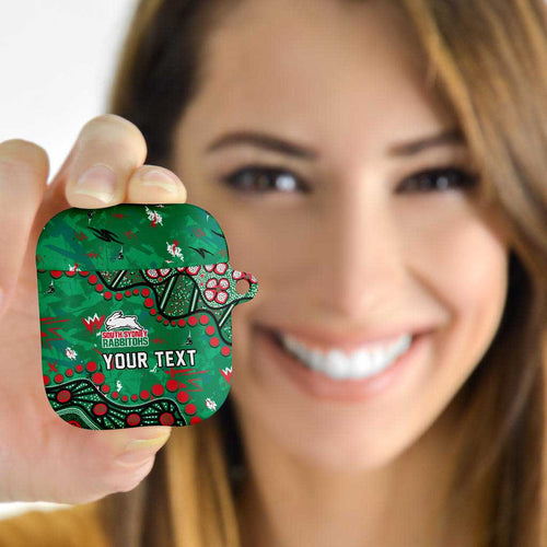 Personalized South Sydney Rabbitohs AirPods Case Aboriginal Pattern with Graffiti Style Design