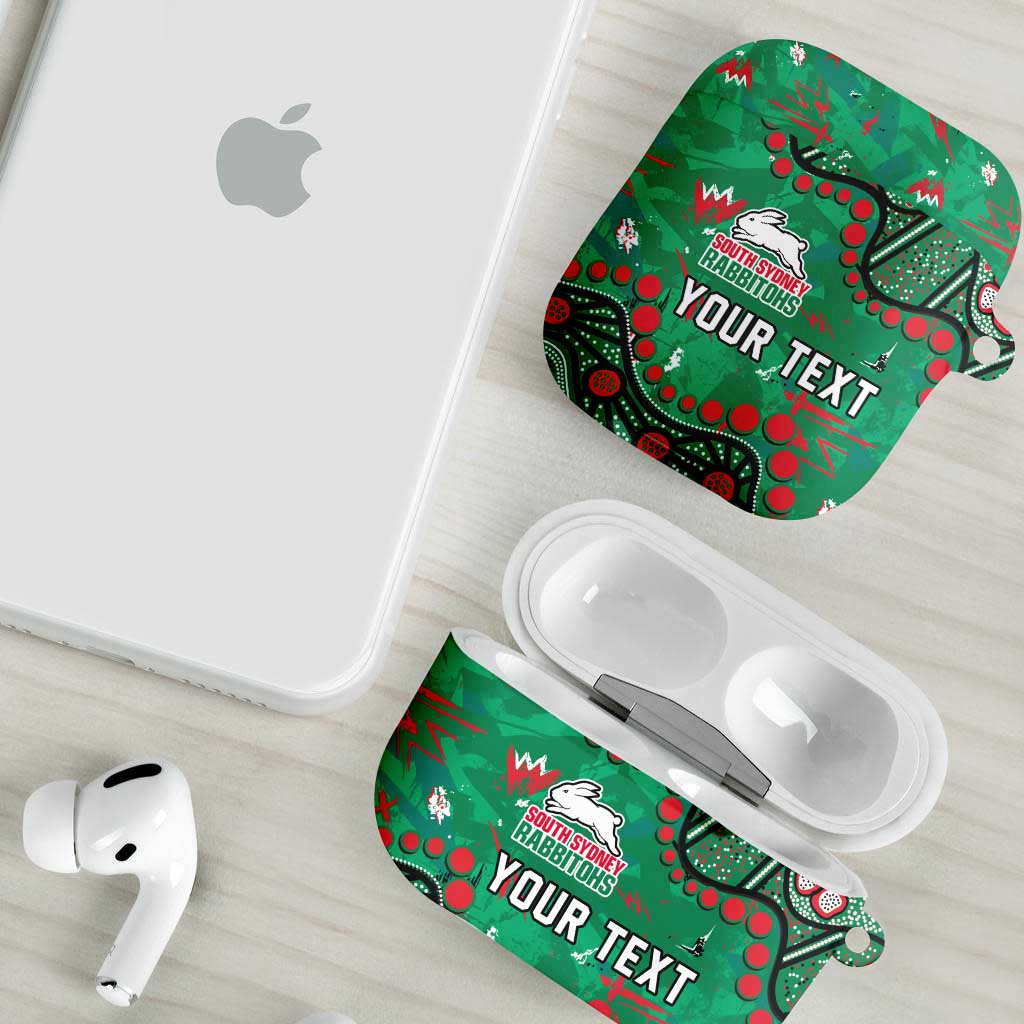 Personalized South Sydney Rabbitohs AirPods Case Aboriginal Pattern with Graffiti Style Design