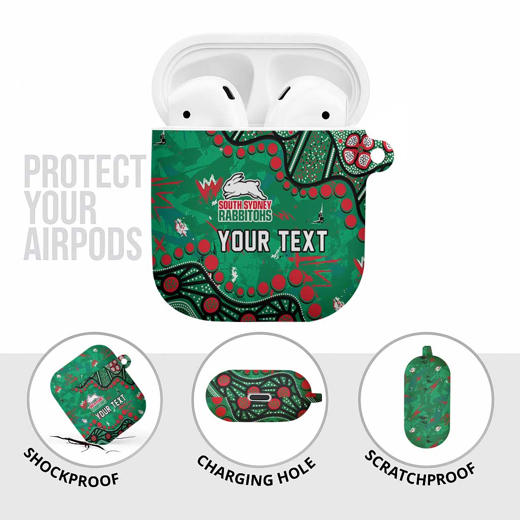 Personalized South Sydney Rabbitohs AirPods Case Aboriginal Pattern with Graffiti Style Design