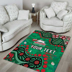 Personalized South Sydney Rabbitohs Area Rug Aboriginal Pattern with Graffiti Style Design