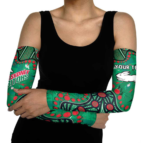Personalized South Sydney Rabbitohs Arm Sleeves Aboriginal Pattern with Graffiti Style Design
