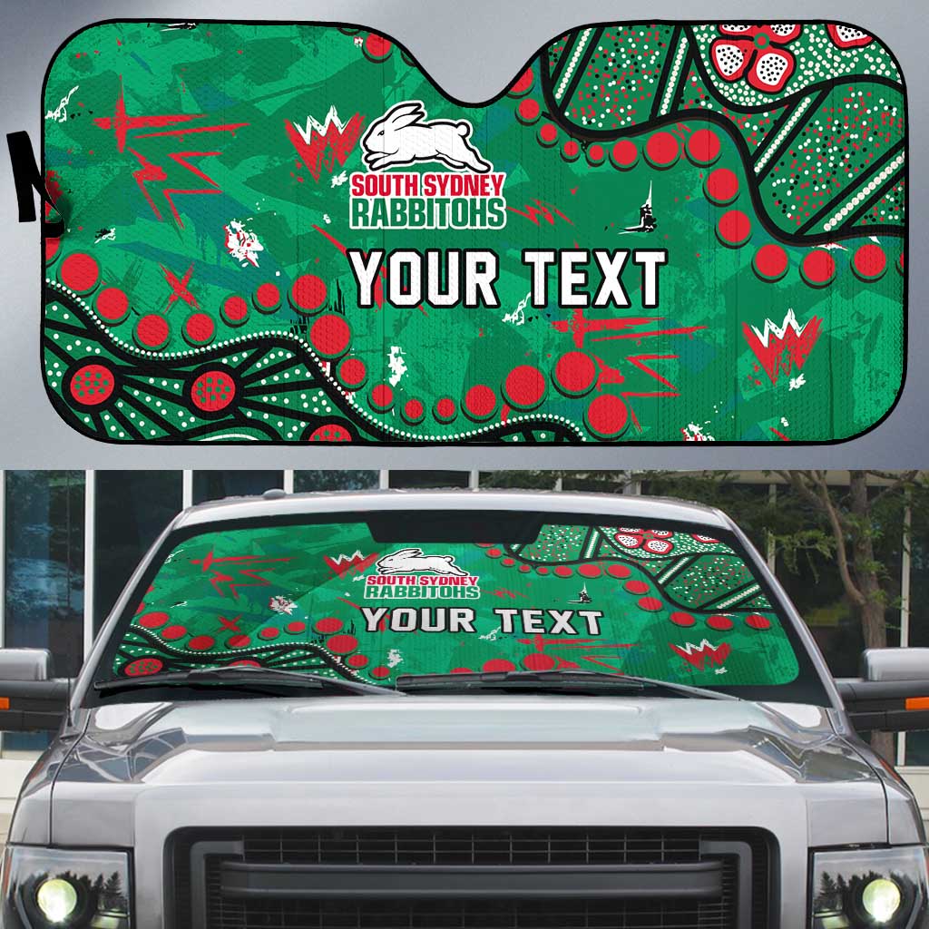 Personalized South Sydney Rabbitohs Auto Sun Shade Aboriginal Pattern with Graffiti Style Design