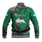 Personalized South Sydney Rabbitohs Baseball Jacket Aboriginal Pattern with Graffiti Style Design