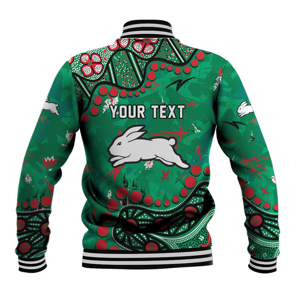 Personalized South Sydney Rabbitohs Baseball Jacket Aboriginal Pattern with Graffiti Style Design