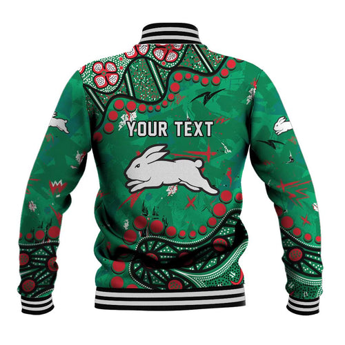 Personalized South Sydney Rabbitohs Baseball Jacket Aboriginal Pattern with Graffiti Style Design