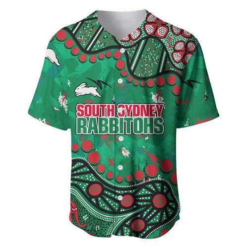 Personalized South Sydney Rabbitohs Baseball Jersey Aboriginal Pattern with Graffiti Style Design