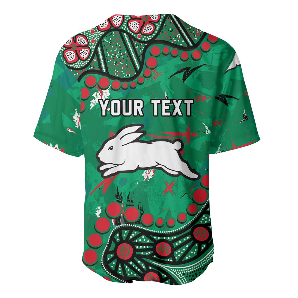 Personalized South Sydney Rabbitohs Baseball Jersey Aboriginal Pattern with Graffiti Style Design