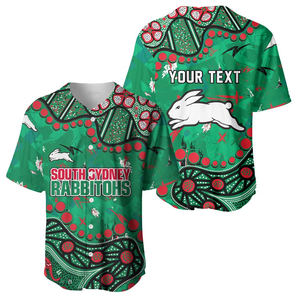 Personalized South Sydney Rabbitohs Baseball Jersey Aboriginal Pattern with Graffiti Style Design