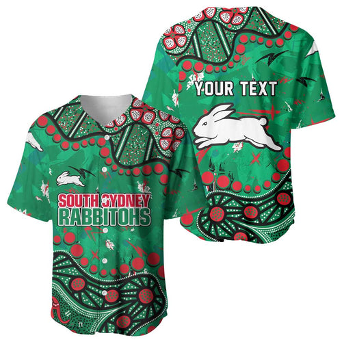 Personalized South Sydney Rabbitohs Baseball Jersey Aboriginal Pattern with Graffiti Style Design