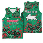 Personalized South Sydney Rabbitohs Basketball Jersey Aboriginal Pattern with Graffiti Style Design