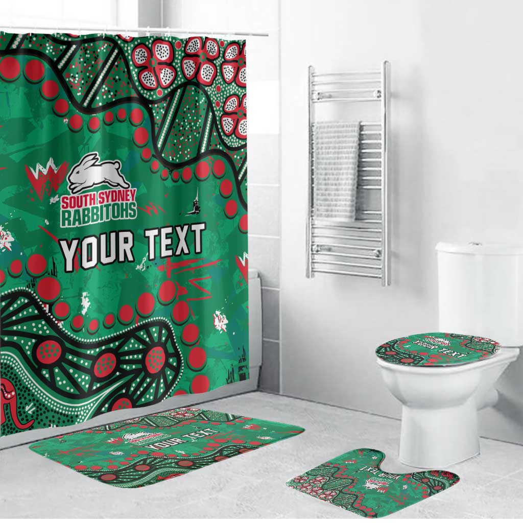 Personalized South Sydney Rabbitohs Bathroom Set Aboriginal Pattern with Graffiti Style Design