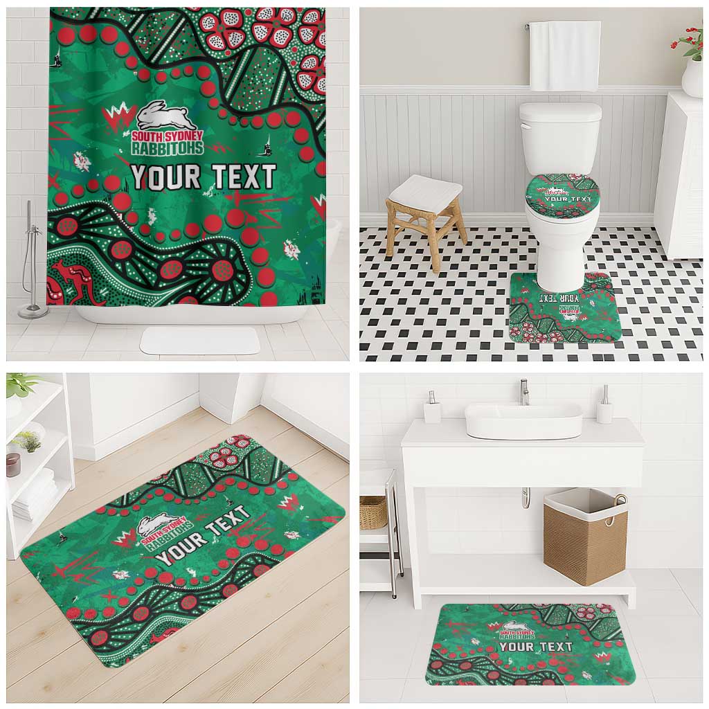 Personalized South Sydney Rabbitohs Bathroom Set Aboriginal Pattern with Graffiti Style Design