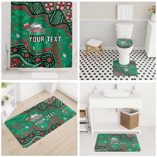 Personalized South Sydney Rabbitohs Bathroom Set Aboriginal Pattern with Graffiti Style Design