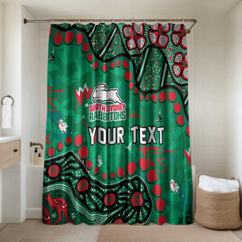 Personalized South Sydney Rabbitohs Bathroom Set Aboriginal Pattern with Graffiti Style Design