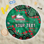 Personalized South Sydney Rabbitohs Beach Blanket Aboriginal Pattern with Graffiti Style Design